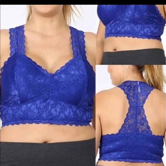 Plus Mauve Stretch Lace Hourglass Back Bralette - Picture 12 of 12